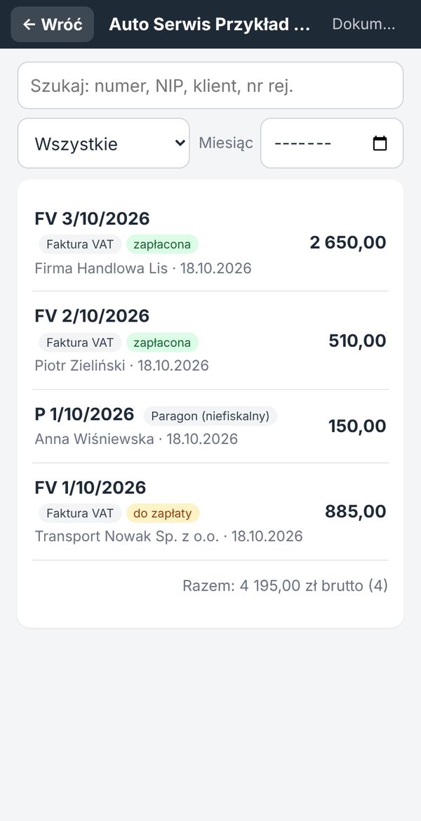 Lista dokumentów