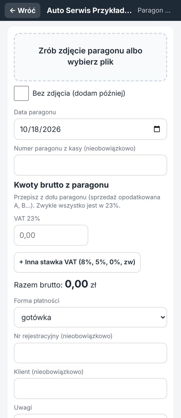 Paragon z kasy