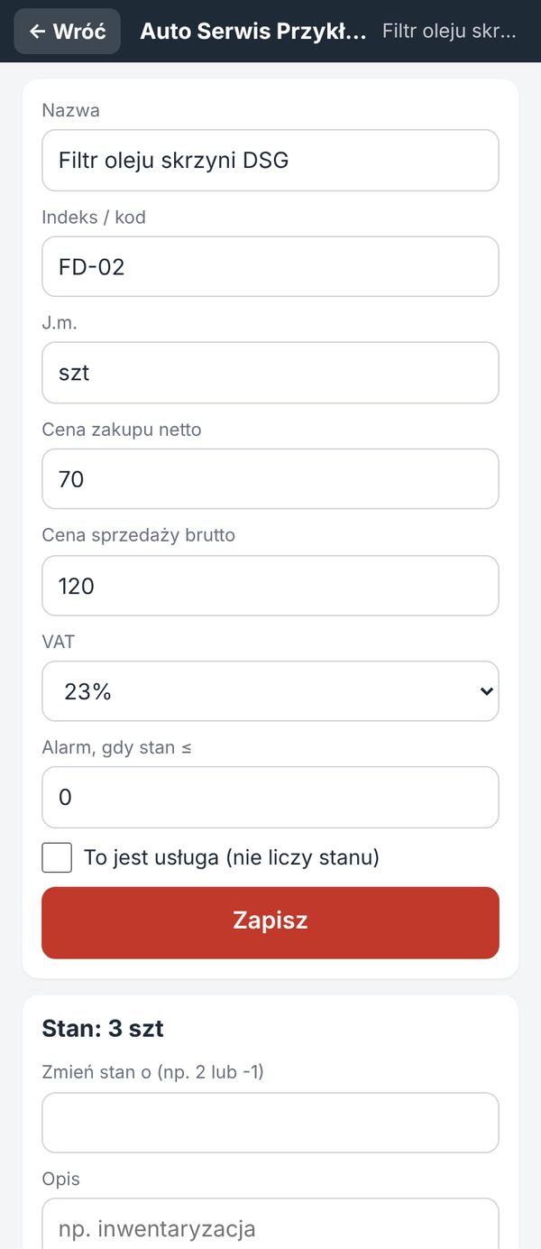 Karta części